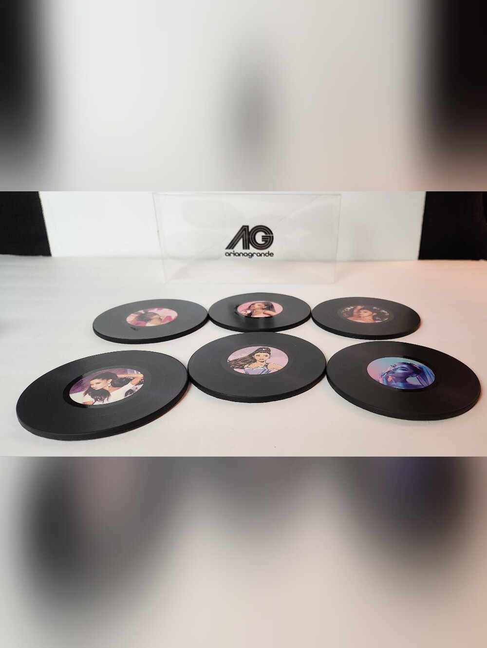 Ariana Grande Fragrances 6 Piece Drink Coasters Vinyl Record Replica Gift Set.